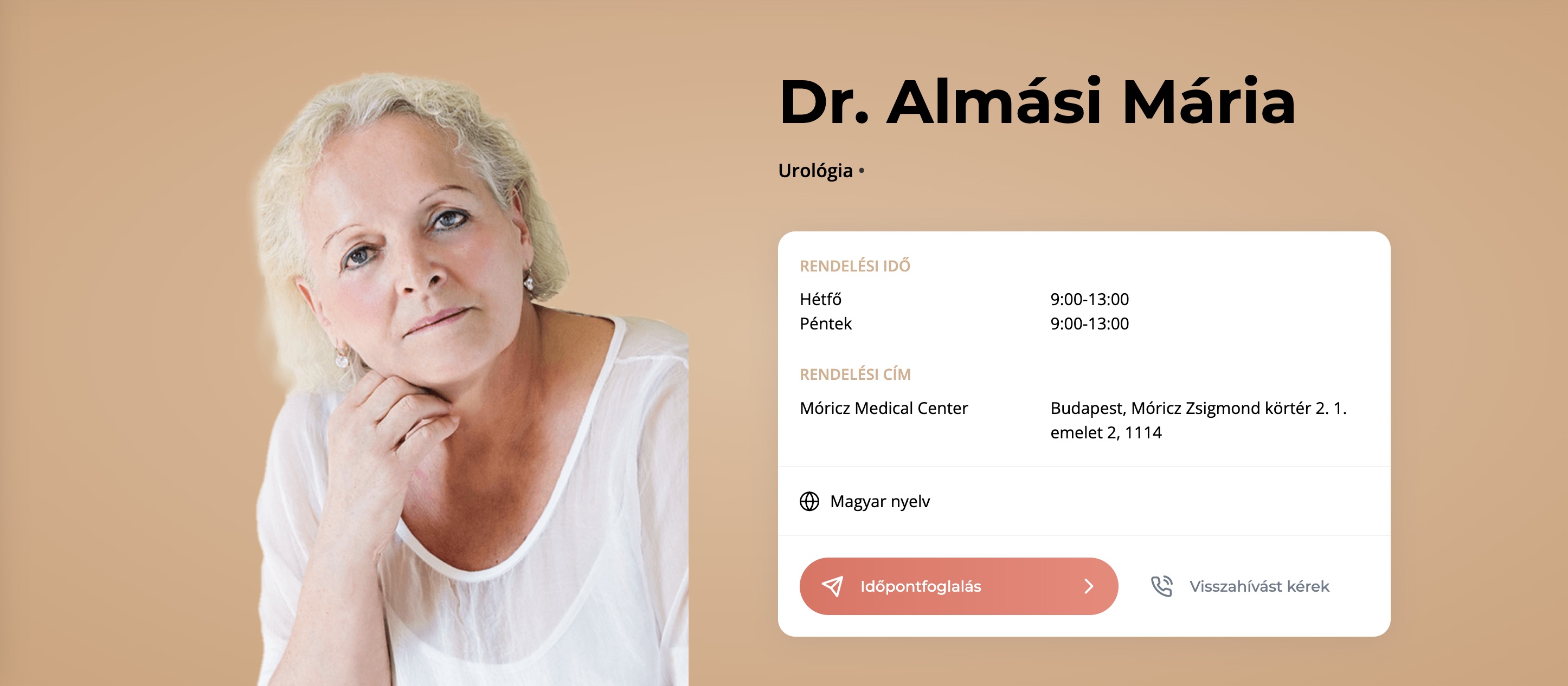 Dr Almási Mária Urológus szakrendelés urológiai magánrendelés XI. kerület - Móricz Medical Center